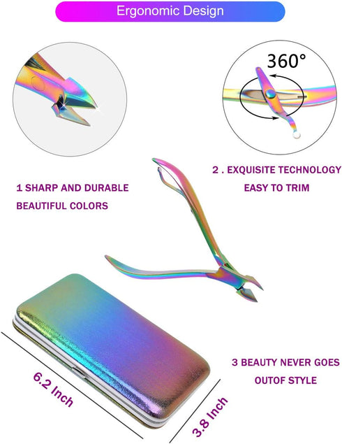 SFYDOM Women's Rainbow Leather Manicure Set, 18 Pcs Rainbow Manicure Kits Nail Clippers Gift for Women
