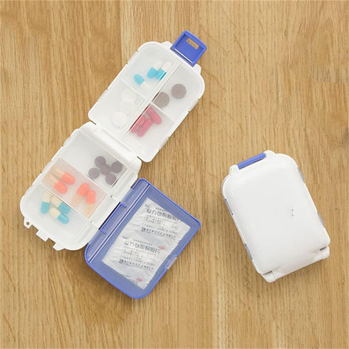 MUBOYI 8 Container,Blue,2pcs Moisture Proof Weekly Pill Organizer Box, Airtight Dispenser Travel Supplement Holder