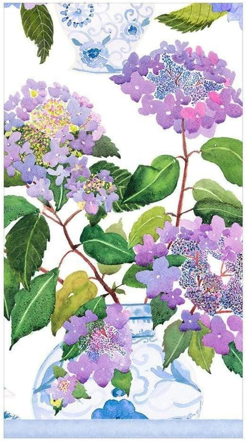 Packs 15 Caspari Hydrangeas and Porcelain Paper Guest Towel Napkins - Two