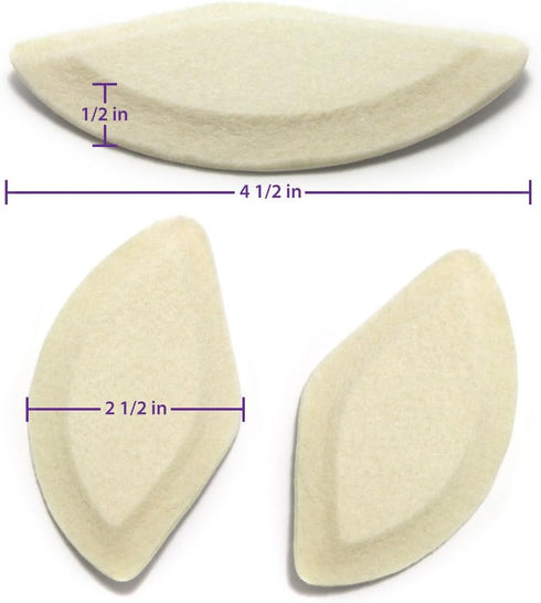 Premium Felt Foot Arch Support Pads - 3 Pairs Shoe Inserts - 1/4"