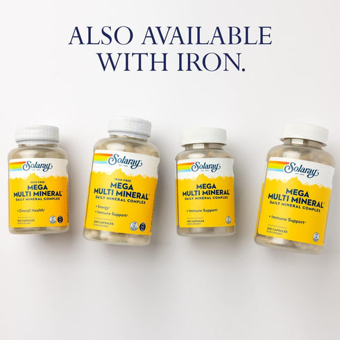 Mega Multi Mineral No Iron Vitamin Capsules by Solaray - 200 Capsules