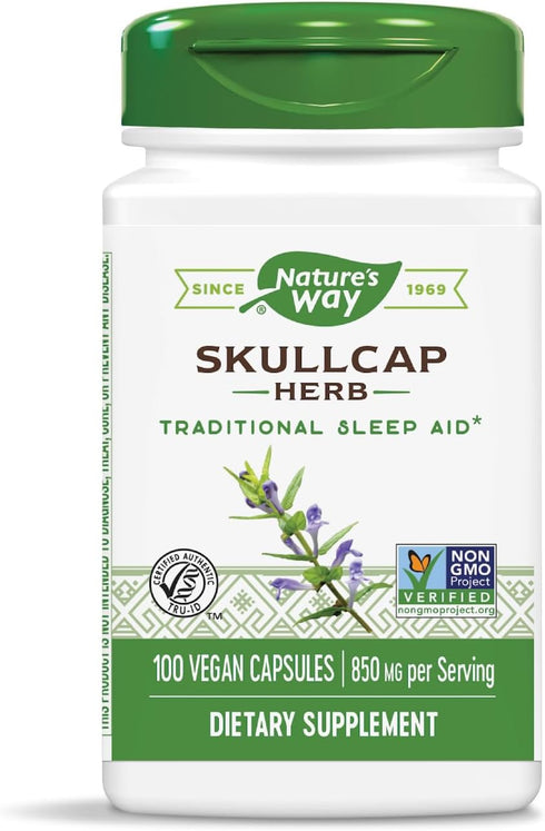 Nature's Way Skullcap Herb - Traditional Herbal Sleep Support - Non-GMO Project Verified - 100 Vegan Capsules