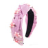 Pink Knotted Headband for Women Girls, Cute Flower Sparkle Rhinestone Floral Jeweled Twisted Hairband Fashion