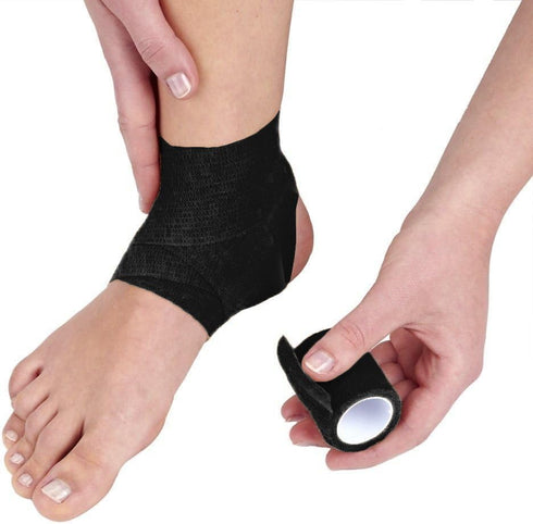 Self-Adhesive Bandage Wrap - 10 Pack - 2 Inch - Black - Breathable Athletic Tape for Wrists, Knee, Ankle