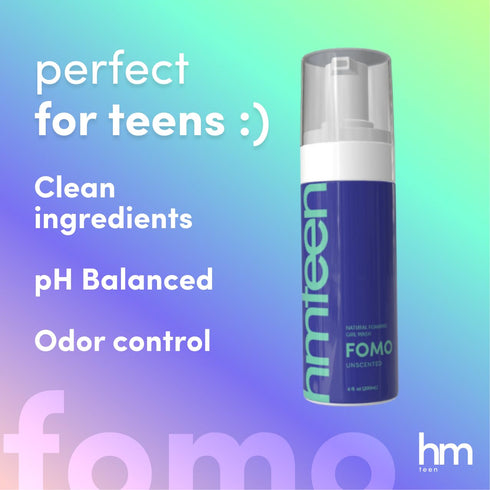 HM Teen 6 oz FOMO Teen Feminine Wash - Gentle Unscented Foaming Wash for Sensitive Skin, pH Balanced & Moisturizing