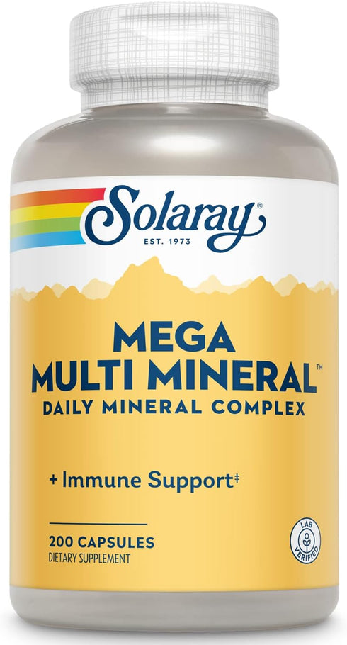 Solaray Mega Multi Mineral, Daily Mineral Complex, 50 Servings, 200 Capsules for Overall Health