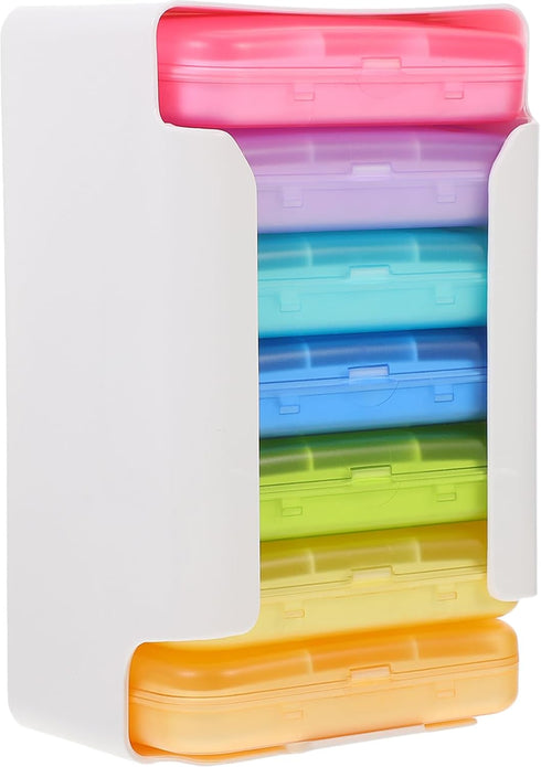 TOPPERFUN 7-Day Travel Medicine Organizer Portable Plastic Pill Box with 6 Compartments, Compact