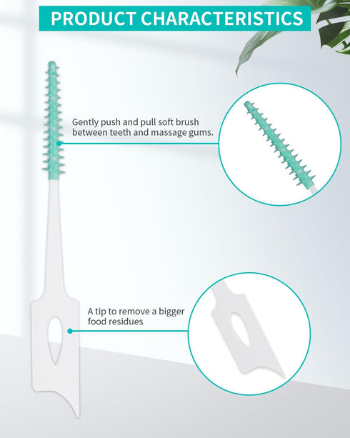 200 PCS Soft Dental Floss Picks with Case, Disposable Tooth Flossing Brush for Cleaning Teeth, Green Color
