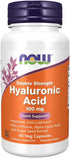 NOW Supplements Hyaluronic Acid 100 mg, Double Strength with L-Proline, 60 Veg Capsules