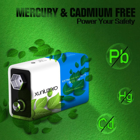 XUNIUZERO 9V 9 6F22 4 Pack Batteries Carbon Volt Battery for Smoke Detector Square Battery, Long-Lasting
