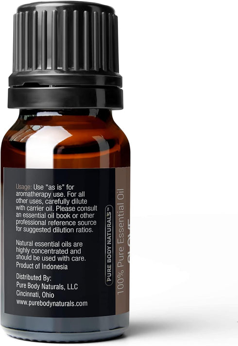Pure Body Naturals Clove Bud Essential Oil, 10 ml, Pure and Undiluted Therapeutic Grade for Aromatherapy