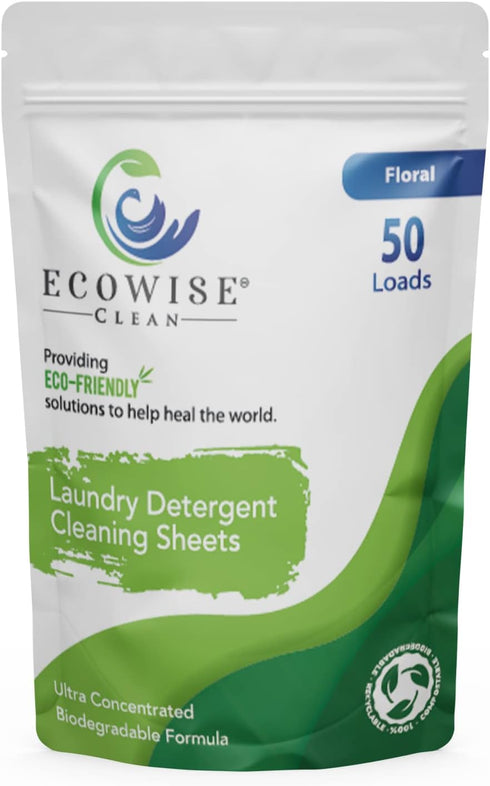 Laundry Detergent Sheets, Eco-Friendly Strips, Concentrated Biodegradable Washer Sheets, Floral, 50 Count
