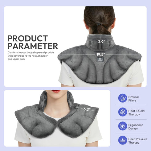 Microwavable Heat Pad for Neck and Shoulders, Weighted Moist Heating Wrap for Pain Relief