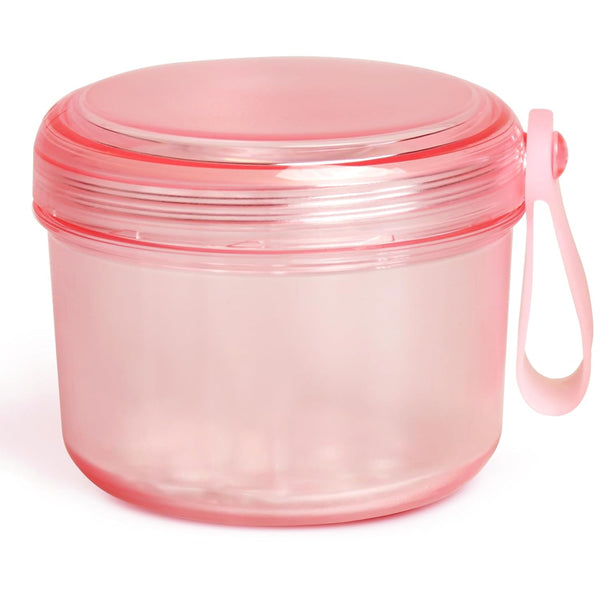 2024 Leak Proof Denture Bath Cup, Large Denture Case for Travel, Complete Clean Care for Dentures (Transparent Pink)
