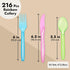 Juvale 216 Piece Rainbow Plastic Silverware Set, Neon Forks, Spoons, Knives for Parties