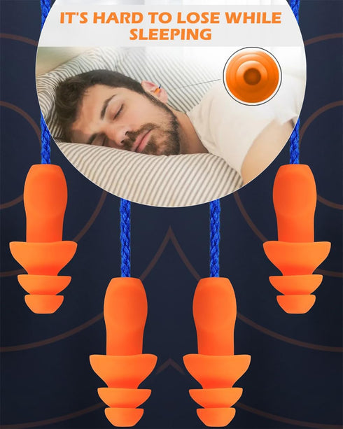10 Pairs Corded Silicone Ear Plugs with Plastic Carry Cases, Reusable Noise Cancelling Earplugs for Hearing Protection,