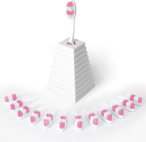 ToiletTree Products 13Clean - Manual Toothbrush with a New Head Each Month (Pink)