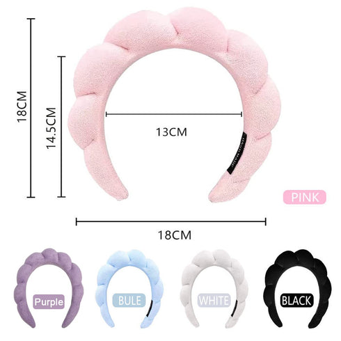 Headband for Washing Face,Spa Headband Makeup,Sponge Spa Headband for Washing Face,Makeup Removal,Shower,Skincare (White)