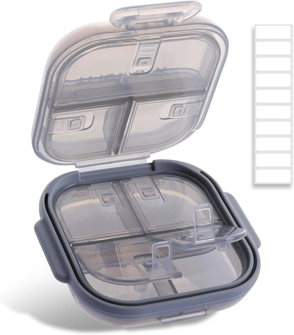THERAVIX Pill Organizer Travel, Pill Box 7 Day with Labels, Airtight Daily Small
