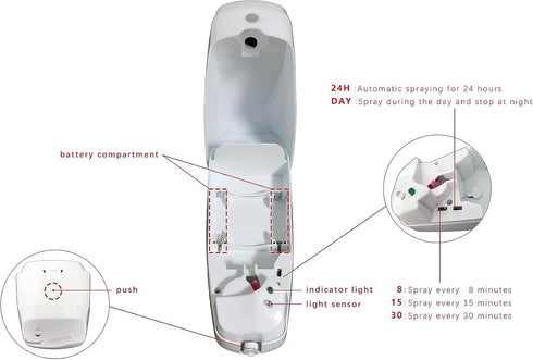 Automatic Air Freshener Dispenser, White | Wall Mounted or Free Standing Adjustable Fragrance Aerosol Spray 300mL