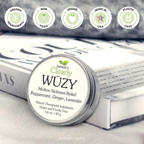 Clearly WUZY Aromatherapy Rub for Morning and Motion Sickness, Natural Remedy with Ginger, Peppermint, Lavender, Made