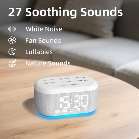 LazyNight 3 1 30 Snooze 32 in Alarm Clock Sound Machine Nightlight for Bedroom Plug in Digital Clock with Wake up