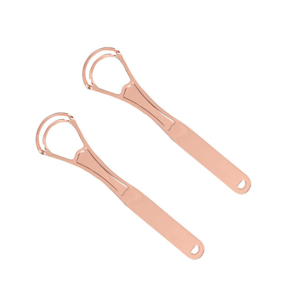 2PCS Tongue Cleaners, Wide-Head Double Blades Scrapers for Oral Care, Rose Gold Color