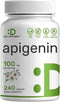 Apigenin 100mg Per Serving - 240 Capsules, Raw Plant Extract from Chamomile Flower, Sleep & Relaxation Supplement