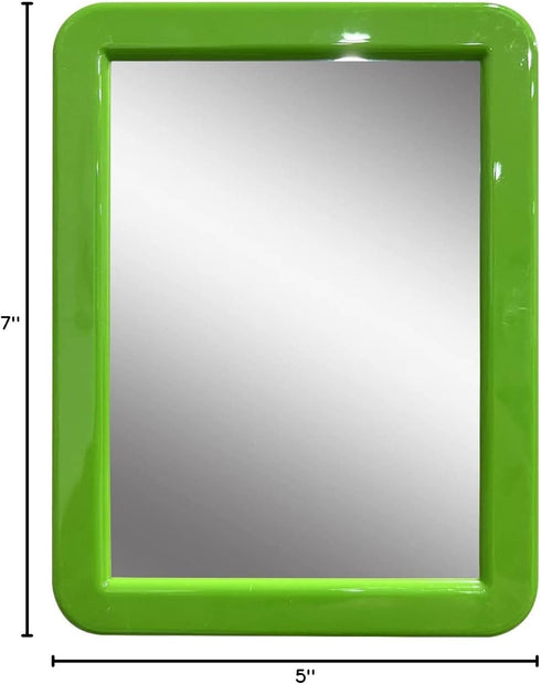 Magnetic Mirror for Locker, 5x7 inch Grass Green Framed Real Glass Make-up Mirror for School, Home