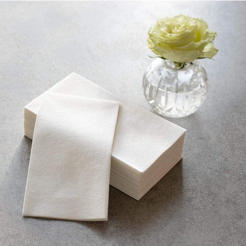 Packs 12 Caspari Paper Linen Solid Guest Towel Napkins in White - Four