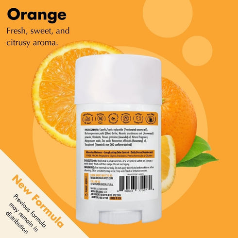 MONA BRANDS All Natural Deodorant - For Sensitive Skin, No Aluminum or Baking Soda (2-Pack, ORANGE 1.76 Oz each)