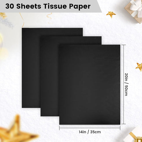 Hlonon Black Tissue Paper for Gift Bags, 30 Sheets of Black Wrapping Paper for Weddings, Birthday, DIY Crafts