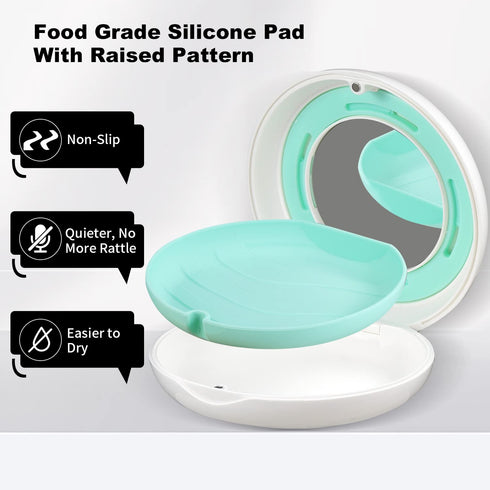 2PCS Retainer Case with Mirror, Adjustable Vent Holes, Slim Aligner Case Compatible with Invisalign, White