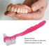 Double Sided Denture Cleaning Brush, Portable Plaque Removal Toothbrush for Home & Travel (Pink)