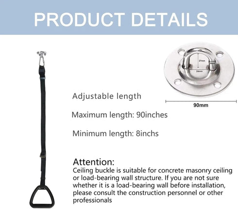 zuylikxy Bed Trapeze for ElderlyCeiling Mounted Trapeze for Bed Mobility Transfer, Stand Ladder Bed Helper