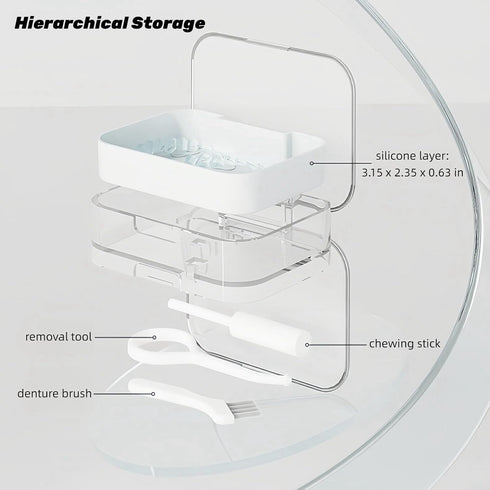 Double-layer Retainer & Aligner Case, Mouthguard and Night Guard Storage Case with Cleaning Tool, Brush and Chewer