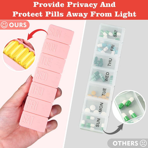 2Pack Extra Large Weekly Pill Organizer, 7 Days Pill Cases for Travel, Fish Oil, Calcium Tablets, Supplements