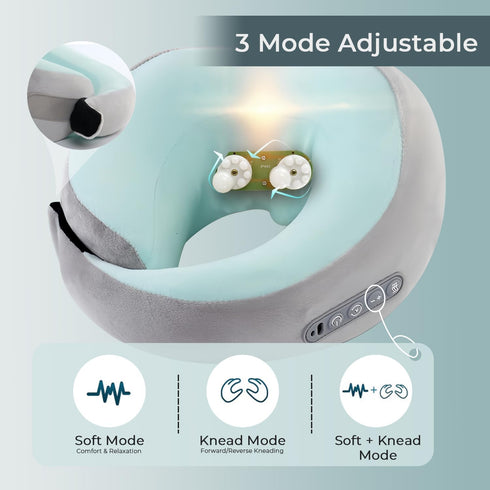 TREVEX Neck Massager with Heat - Deep Tissue Neck Pain Relief U-Shape Design Electric Cordless Massager Pillow