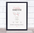 The Card Zoo New Baby Birth Details Christening Nursery White Rabbit Girl Keepsake Gift Print