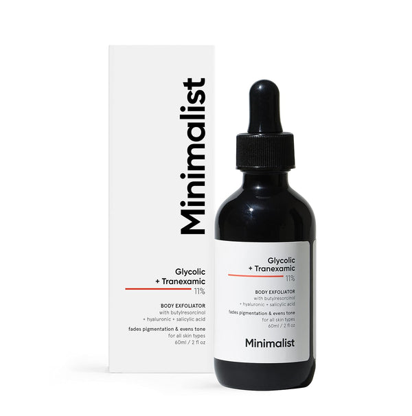 Minimalist 11% Glycolic & Tranexamic Acid Body Exfoliator - Smooth & Even Skin, 2 Fl Oz for Women & Men