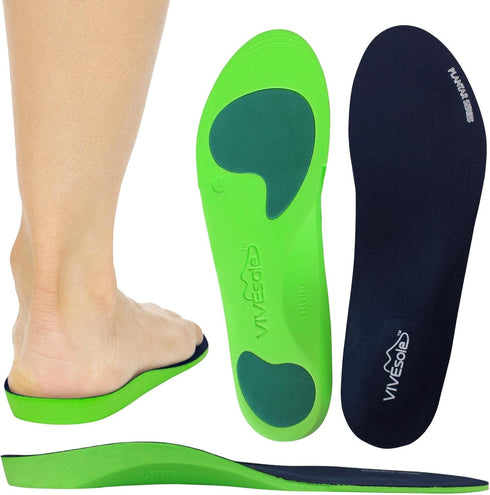 ViveSole Plantar Fasciitis Inserts for Men & Women - Shoe Insoles for Arch Support, Flat Feet, Pain Relief, Firm Foam