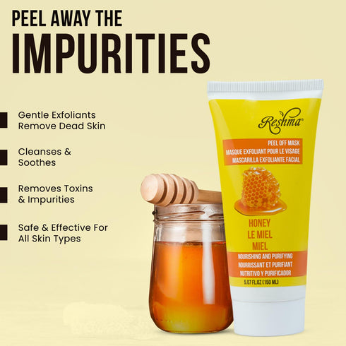 Reshma Beauty Honey Peel Off Mask | Removes Blackheads & Excess Oil | Pore Purifying | Cruelty Free | 5.07 oz (Pack of