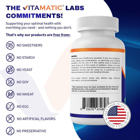Vitamatic Glycine Supplement, 2000mg Per Serving, 300 Count, Non-GMO, Gluten Free