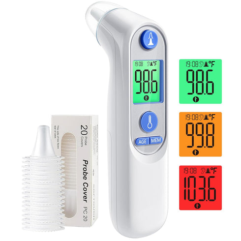 Digital Ear Thermometer for Kids and Adults - High Accuracy Baby Thermometer with 1s Result, 30 Memory Recall, 21 Probe