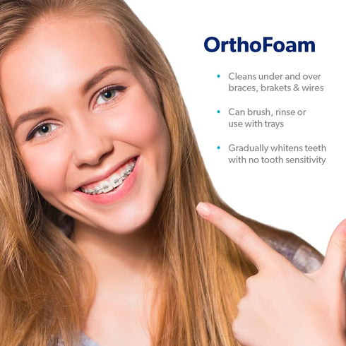 EverSmile OrthoFoam Braces Cleaner - Cleans Under Brackets & Wires, Foaming Bubbles Whiten Teeth (25ml - 2pk)