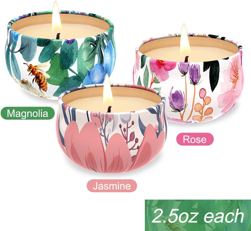 Sets 3, Scented Candles Gift of Stress Relief Candles for Home Scented, Natural Soy Wax Aromatherapy Candle, Burning