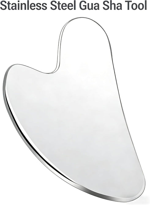 YOFAN Mirror Polished Gua Sha Massager - Stainless Steel Face Tool for Gliding & Relaxation, with Pouch