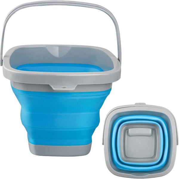 Collapsible Mop Bucket and Ice Bucket - 5L (1.3 Gallon) Portable Silicone Dust Mops Bucket for Household Cleaning