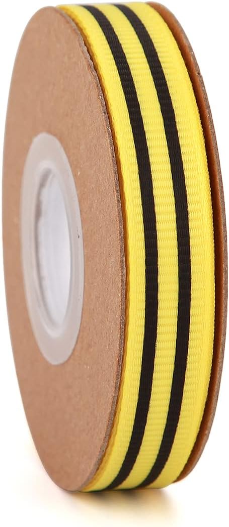 Bee & Flower Grosgrain Ribbon, Yellow Black White for Gift Wrapping, Party Decoration, Hair Bows, All Crafting (4 Rolls)