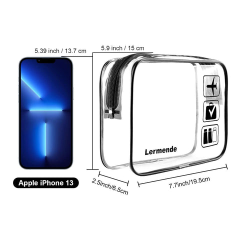 Lermende 3pcs TSA Approved Toiletry Bag, Clear Travel Cosmetic Makeup Bags for Men Women (Black)